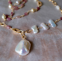 Baroque Pearl with Pink Tourmaline Necklace Set