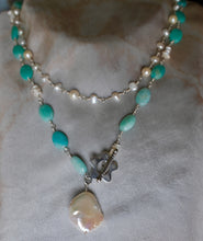 Baroque Pearl with Amazonite Ovals Necklace Set