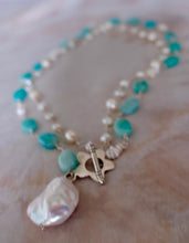Baroque Pearl with Amazonite Ovals Necklace Set