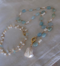 Baroque Pearl with Aquamarine Necklace Set