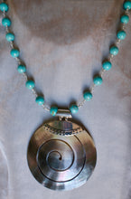 Mother of Pearl Disk with Sterling Silver & Turquoise