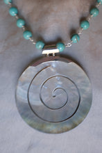 Mother of Pearl Disk with Sterling Silver & Turquoise
