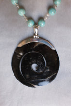 Black Mother of Pearl Disk with Sterling Silver and Turquoise