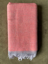 Cotton & Linen Scarf in Bright Coral & Amethyst