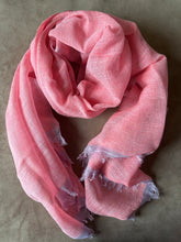 Cotton & Linen Scarf in Bright Coral & Amethyst