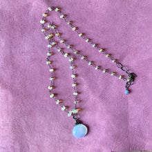 Chalcedony Pendant on Opal Necklace