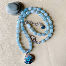 Larimar OM Pendant with Aquamarine Nuggets
