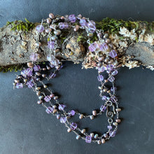 Amethyst and Pearl Wrap Necklace