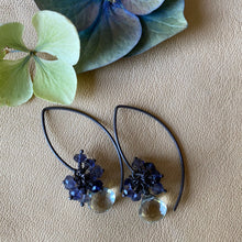 Green Amethyst with Iolite Earrings