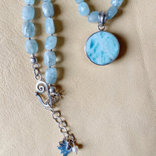 Larimar OM Pendant with Aquamarine Nuggets
