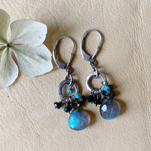 Labradorite with Black Spinel and Turquoise Earrings