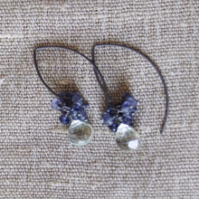 Green Amethyst with Iolite Earrings