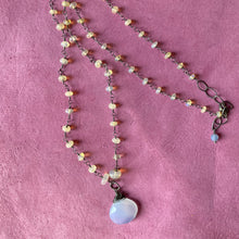 Chalcedony Pendant on Opal Necklace