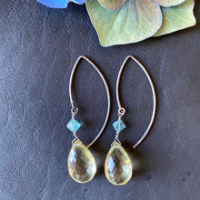 Lemon Quartz Briolette with Apatite Earrings