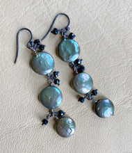 Sage Green Coin Pearl Earrings