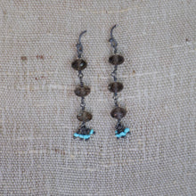 Faceted Smokey Quartz with Turquoise Earrings