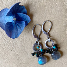 Labradorite with Black Spinel and Turquoise Earrings