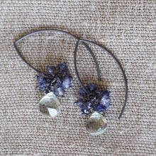Green Amethyst with Iolite Earrings