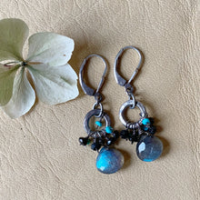Labradorite with Black Spinel and Turquoise Earrings